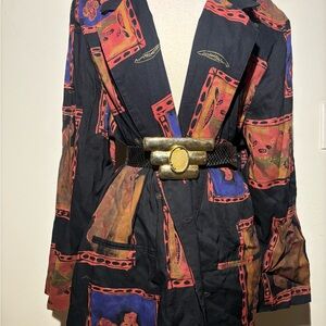 Vintage Black and Red Patterned Jacket